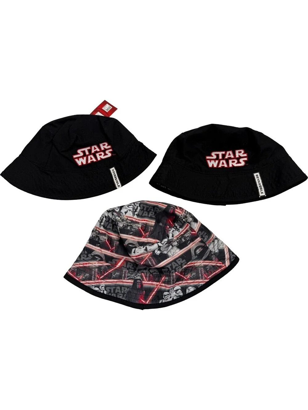 3 pc Lot: Star Wars Reversible Bucket Hat Youth Boys One Size Stormtrooper Print